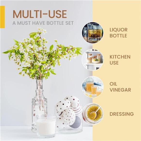 Assorted Clear Glass Bottles with Corks, 6 Pack, 2.5in X 9in, 16oz - Picture 6 of 7